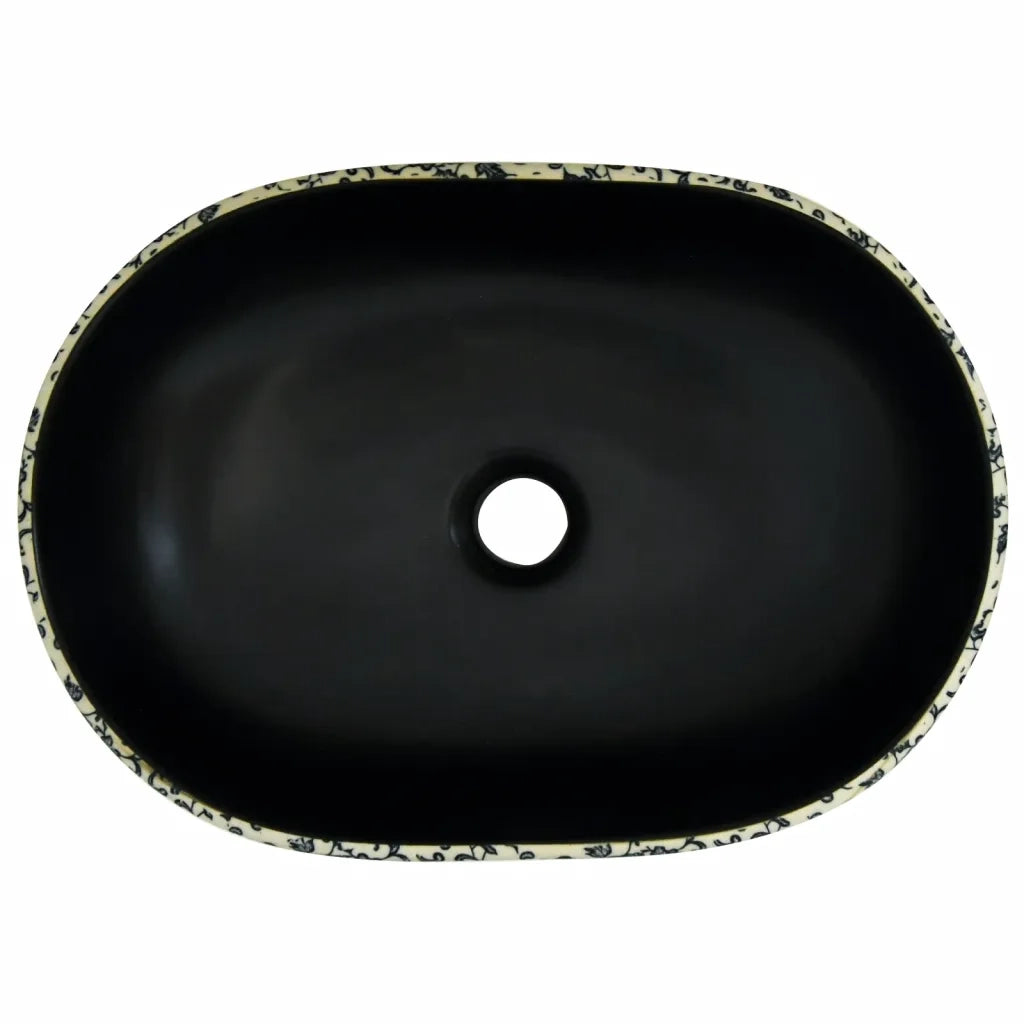 Lavabo da Appoggio Nero e Blu Ovale 47x33x13 cm Ceramica CFW8016953