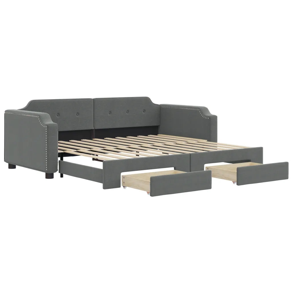 Divano Letto Estraibile Cassetti Grigio Scuro 90x190cm Tessutocod mxl 130633
