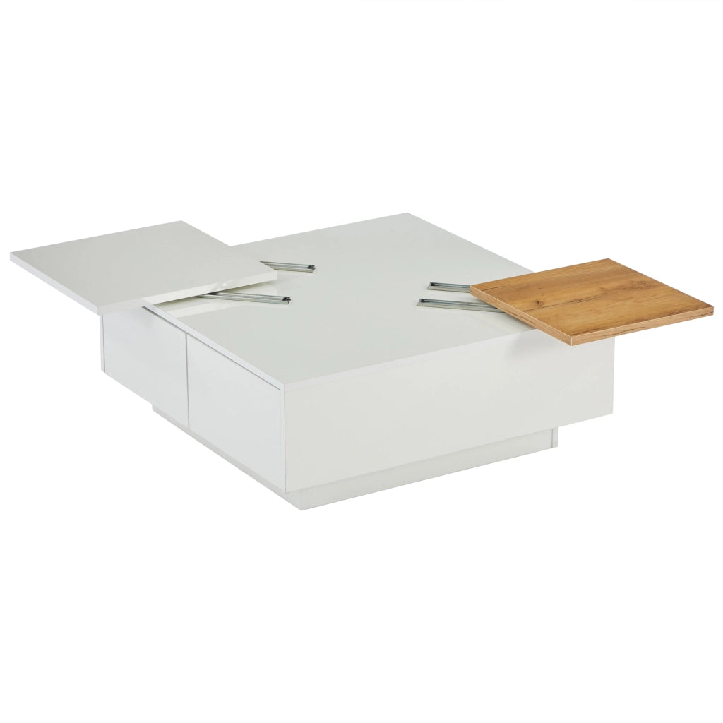 Tavolino da Caff¨¨ Quadrato ¨C Xylo ¨C Bianco Lucido, Piano Scorrevole, 75x75x33,5cm