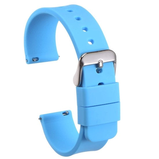Corona d'oro - Cinturino orologio in silicone - Cinturino orologio sostitutivo - Materiale morbido in gomma - Blu chiaro - Velcro rapido - Adatto per uomini e donne - 14 mm B