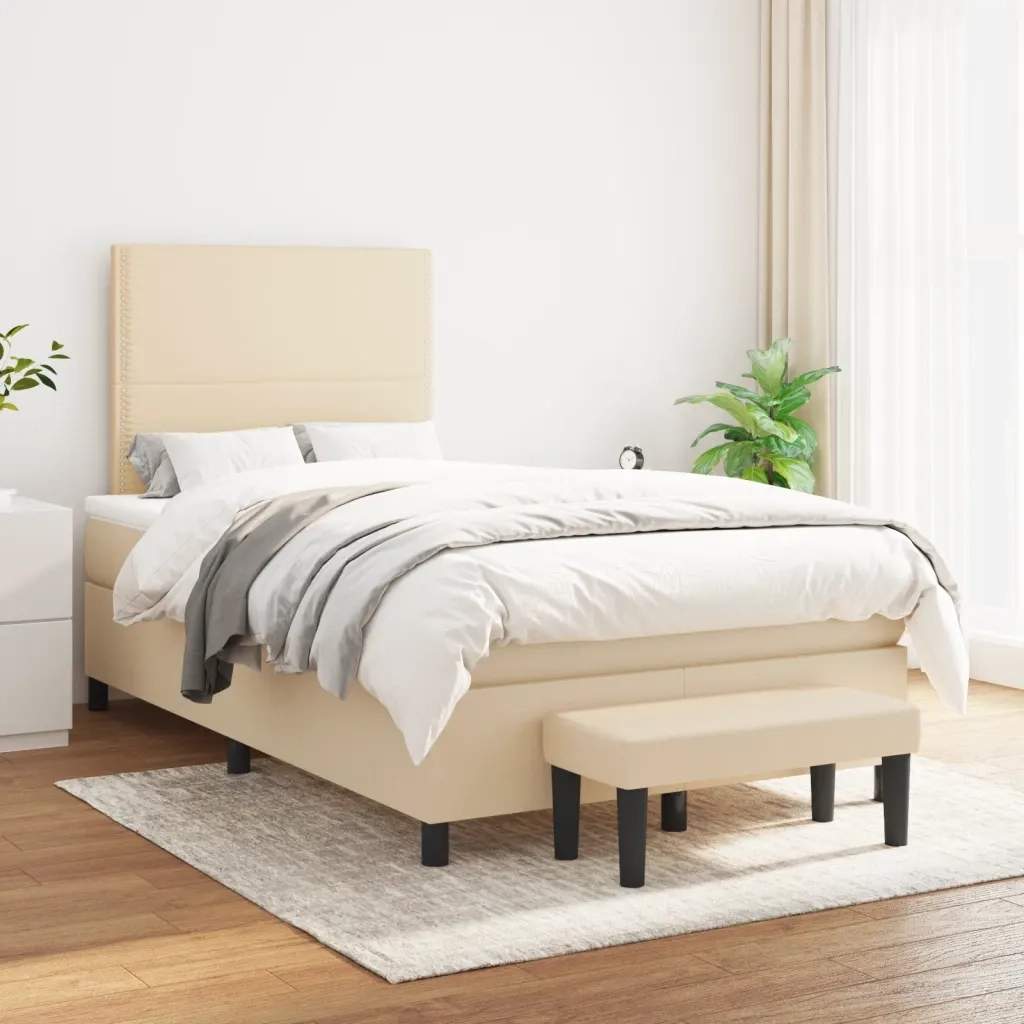 Giroletto a Molle con Materasso Crema 120x190 cm in Tessuto 3270353