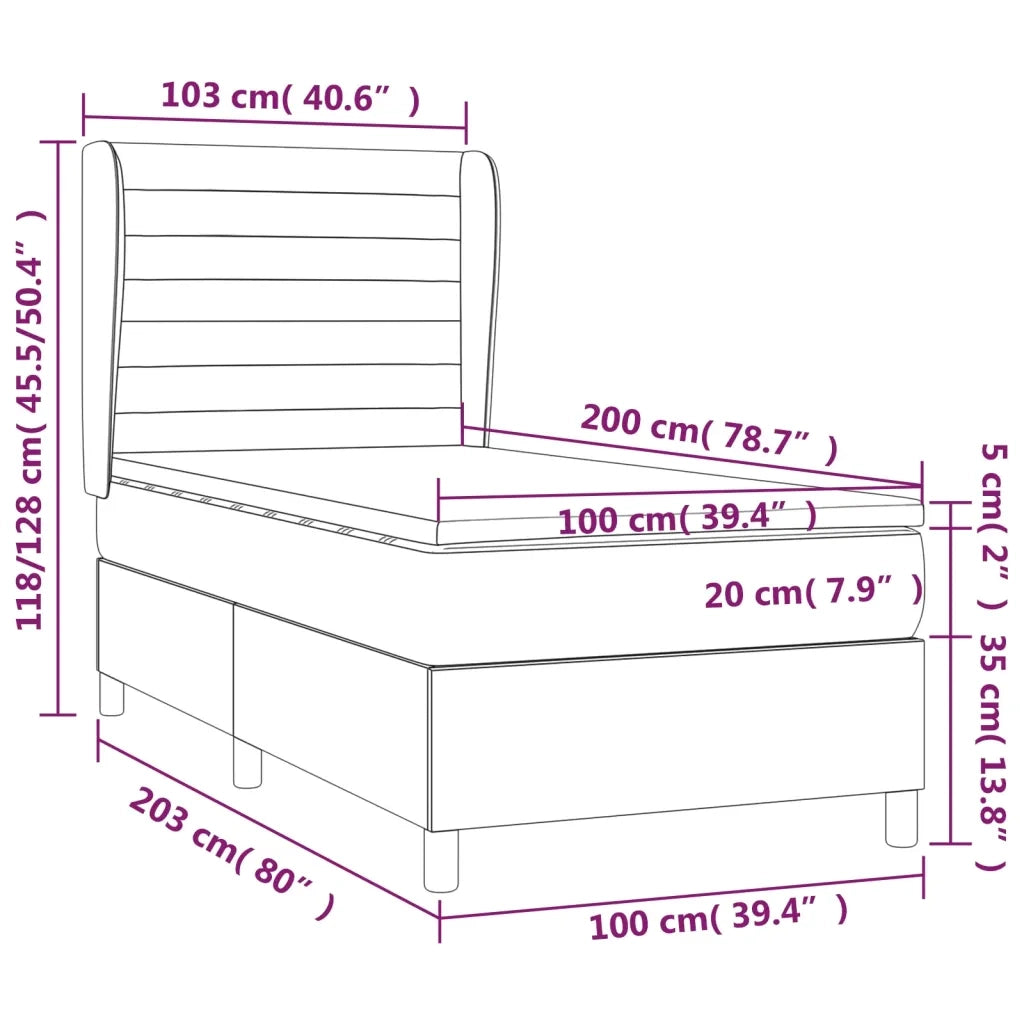 Giroletto a Molle con Materasso Tortora 100x200 cm in Tessuto 3128025