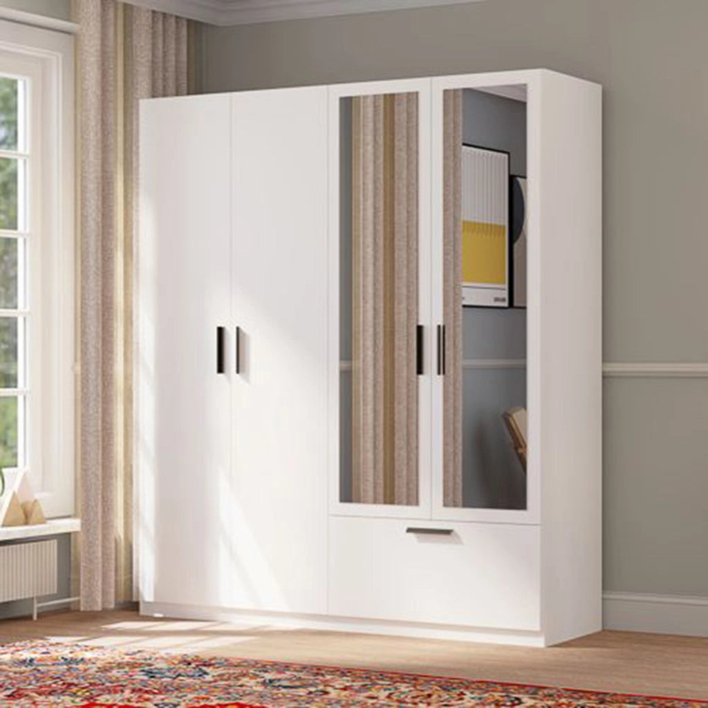 Armadio Camera da Letto Lidala, Guardaroba Grande 2 Ripiani, 180x210h cm Bianco