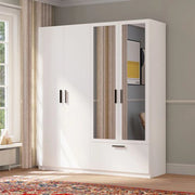 Armadio Camera da Letto Lidala, Guardaroba Grande 2 Ripiani, 180x210h cm Bianco