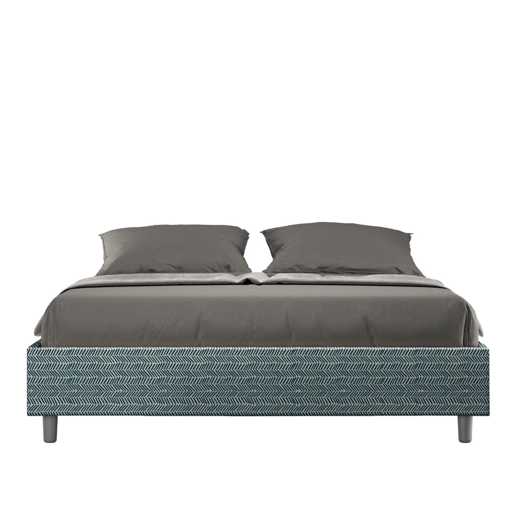 Letto Matrimoniale Sommier 160x210 cm con Rete e Contenitore Azelia Aragona 8 Blu