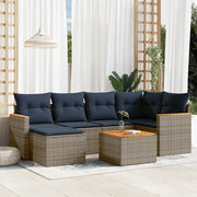 Set Divani da Giardino 7 pz con Cuscini Grigio in Polyrattan 3226187