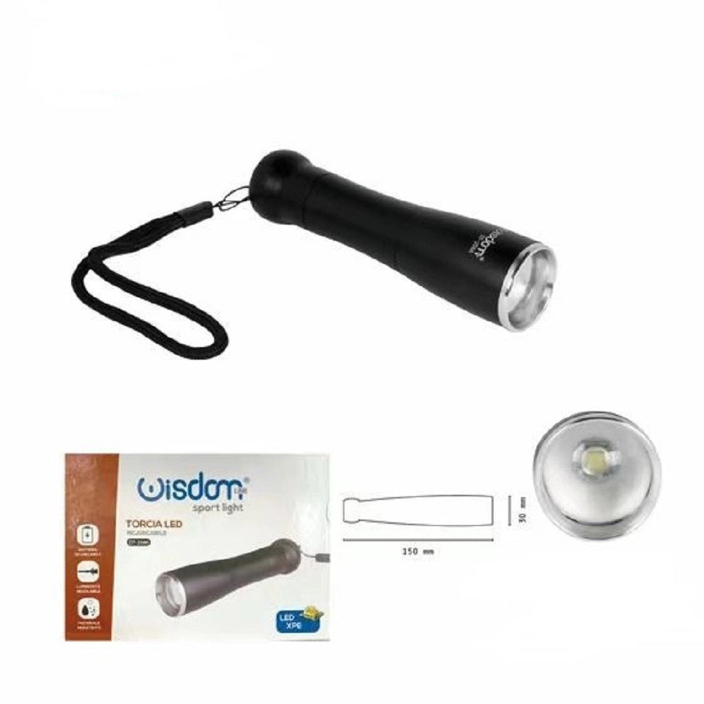 Trade Shop - Torcia Led Ricaricabile Luce Led Chip Xpe Luminosita Regolabile Gancetto Dt-2086 -