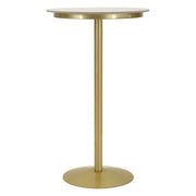 Tavolino bar alto Simply con struttura in metallo oro e piano bianco
