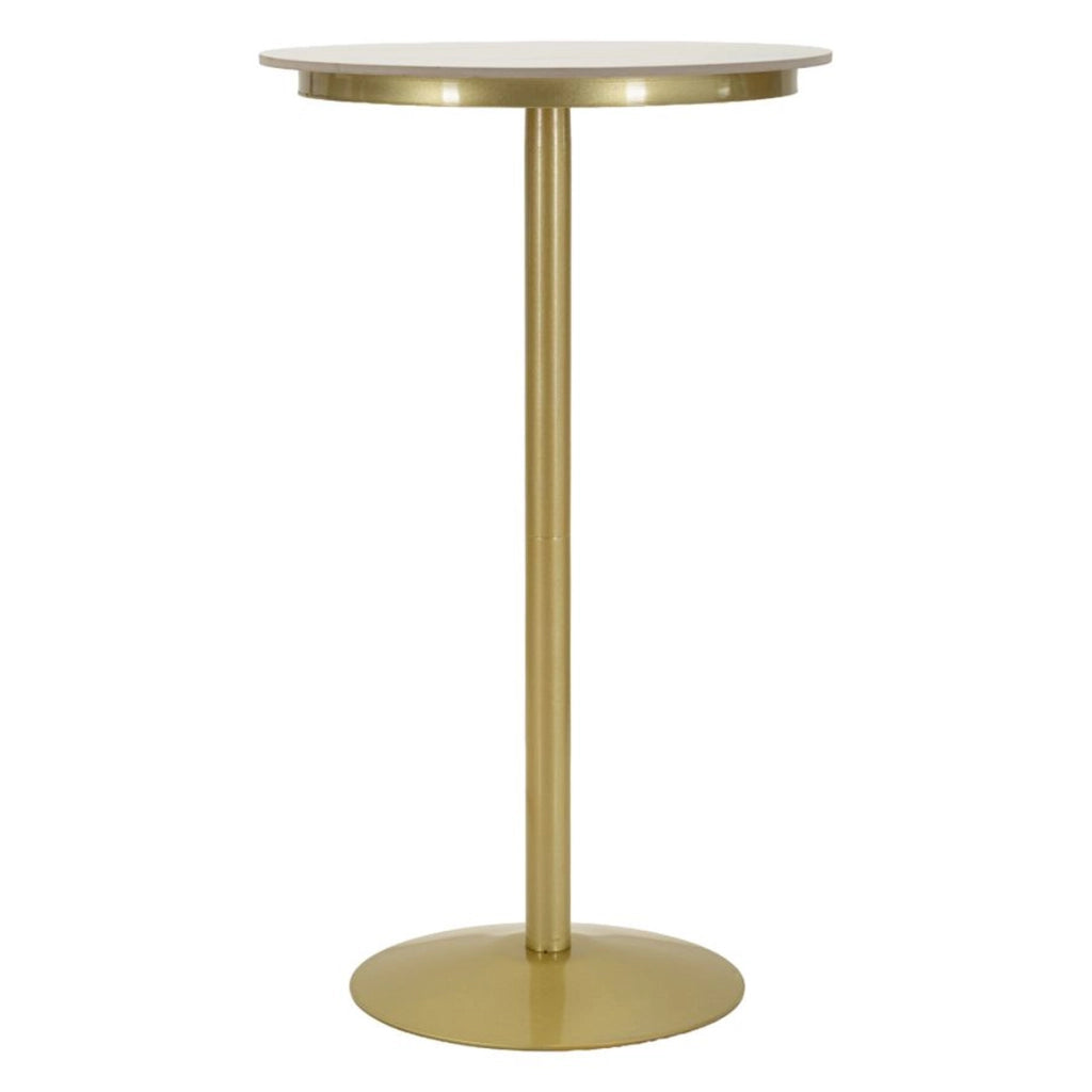 Tavolino bar alto Simply con struttura in metallo oro e piano bianco