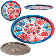 Vassoio decorativo rotondo KADAX con mosaico in metallo, grande 32,5 cm