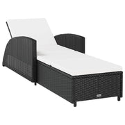 Lettino prendisole sedia a sdraio lettino prendisole letto da giardino mobili da esterno per patio con cuscino bianco crema resina intrecciata nera 02_0012306