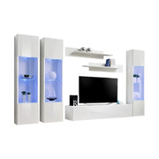 Mobile TV FLY C3 design, colore bianco lucido. Mobile sospeso moderno e alla moda per il tuo soggiorno.
