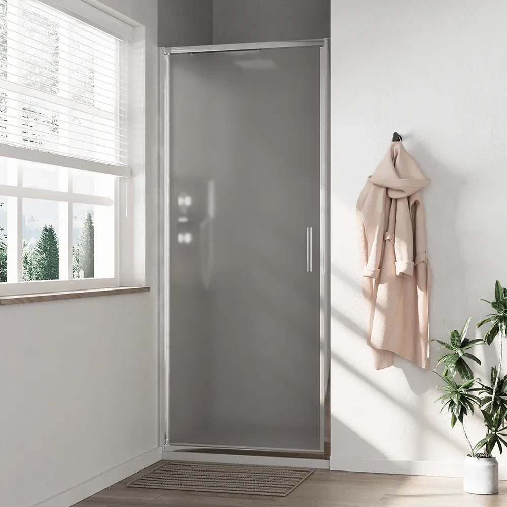 Porta doccia 70cm con apertura a battente profili slim cromati vetro 6mm opaco h190 | Portofino