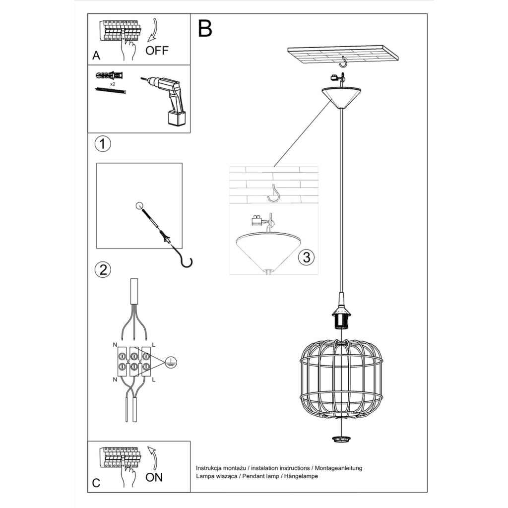 Lampada a sospensione Druida Pure Lume bianca metallo E27 25cm