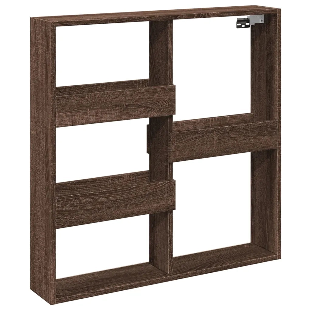 Armadietto a Muro | Mobile a Parete Rovere Marrone 80x15x80 cm Legno Multistrato