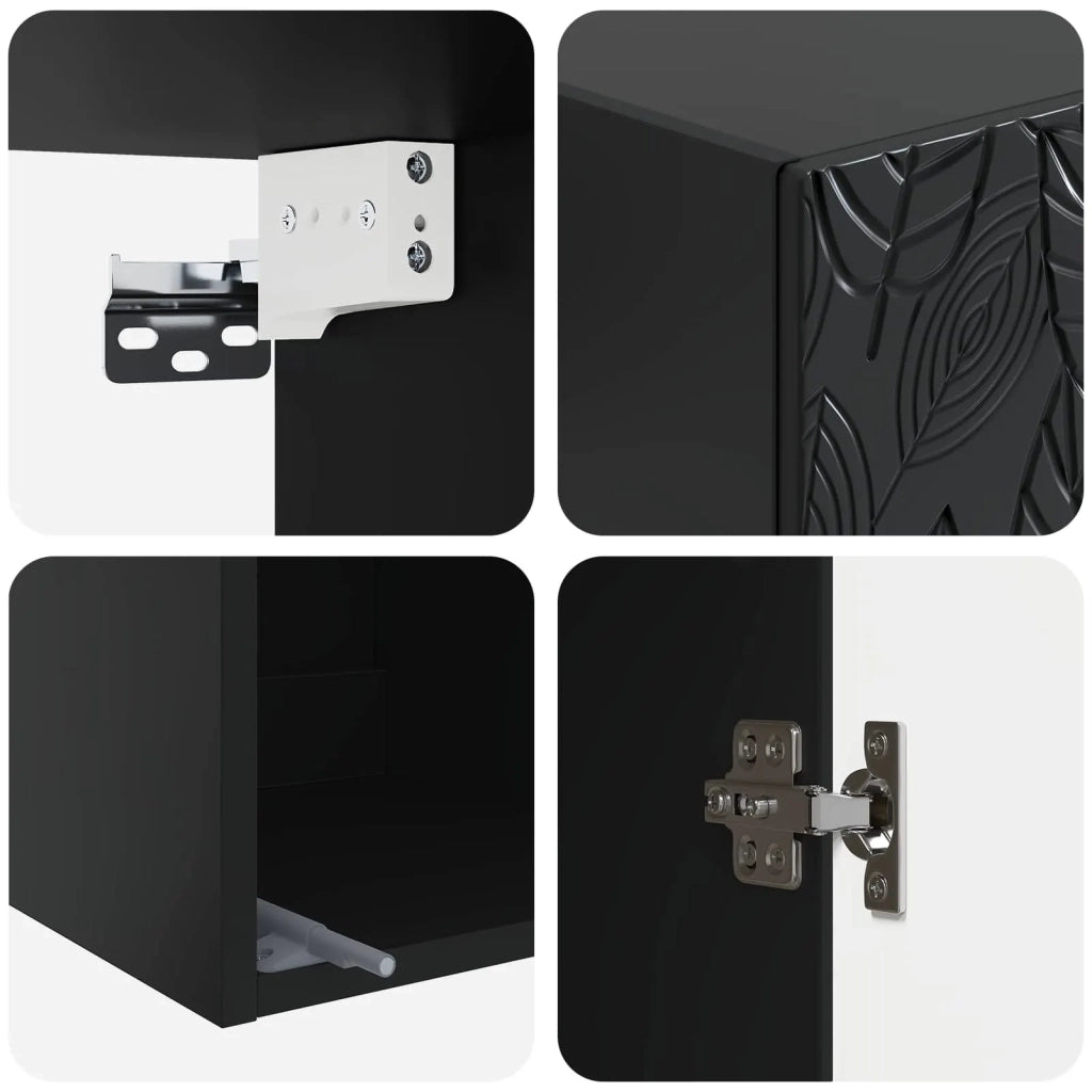 Mobiletto a muro Nero 33 x 34,5 x 90 cm Legno ingegnerizzato 898756