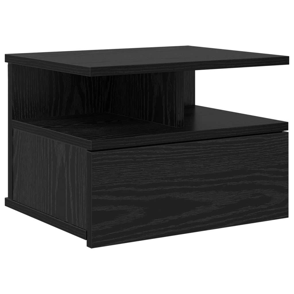 Comodino Sospeso Rovere Nero 40x31x27 cm Legno ingegnerizzato
