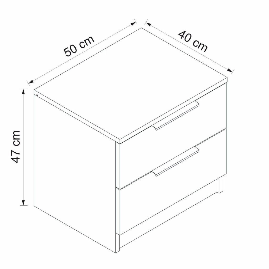 Iune, Comodino 2 Cassetti, 50x47x40h cm Marrone Noce