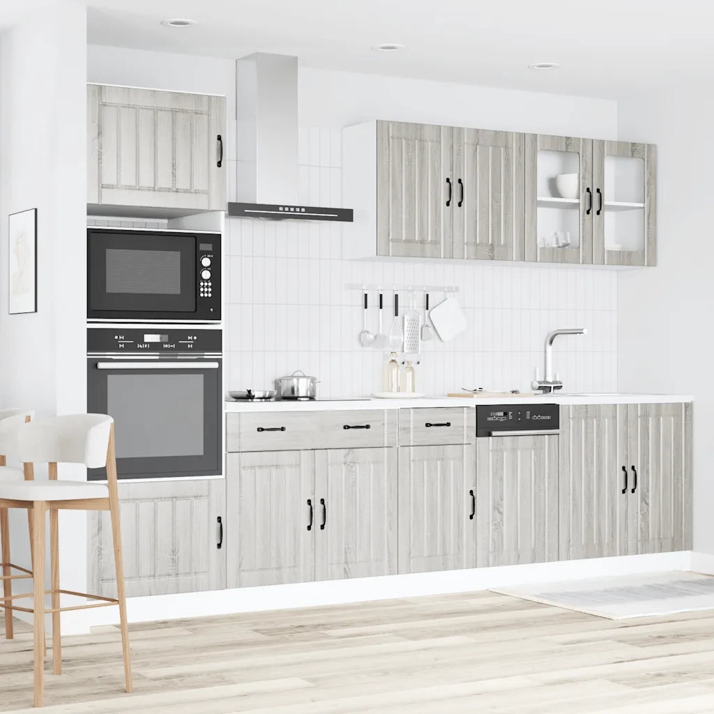 vidaXL Set Mobili da Cucina 7 pz Kalmar Grigio Sonoma in Truciolato