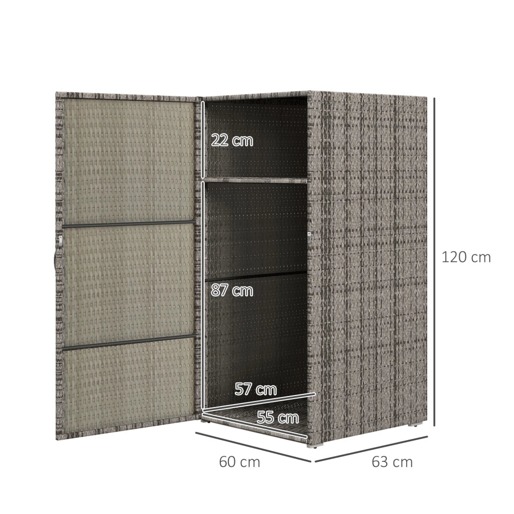 Armadio da Giardino in Polyrattan PE ¨C zephmum ¨C Grigio 60x63x120cm
