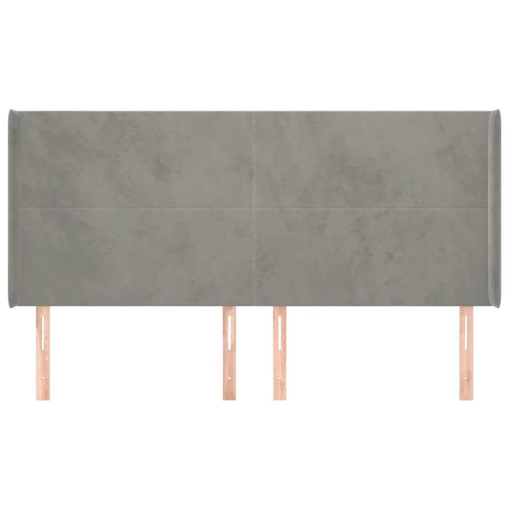 Testiera | Testata ad Orecchio Grigio Chiaro 203x16x118/128 cm in Velluto