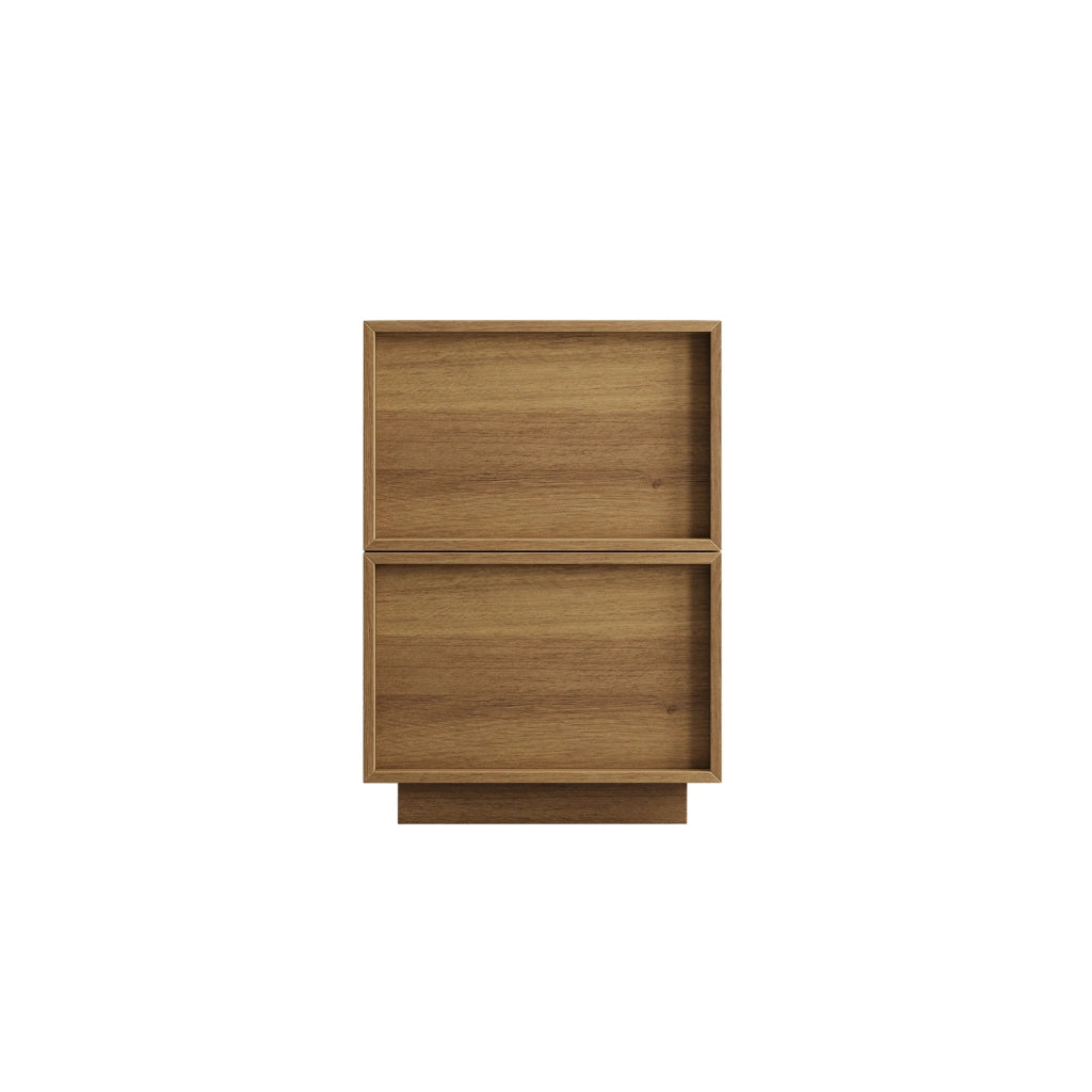 Comodino con 2 cassetti senza maniglie, in MDF e pannello truciolare, per camera da letto, rovere, 38 × 48 × 55 cm