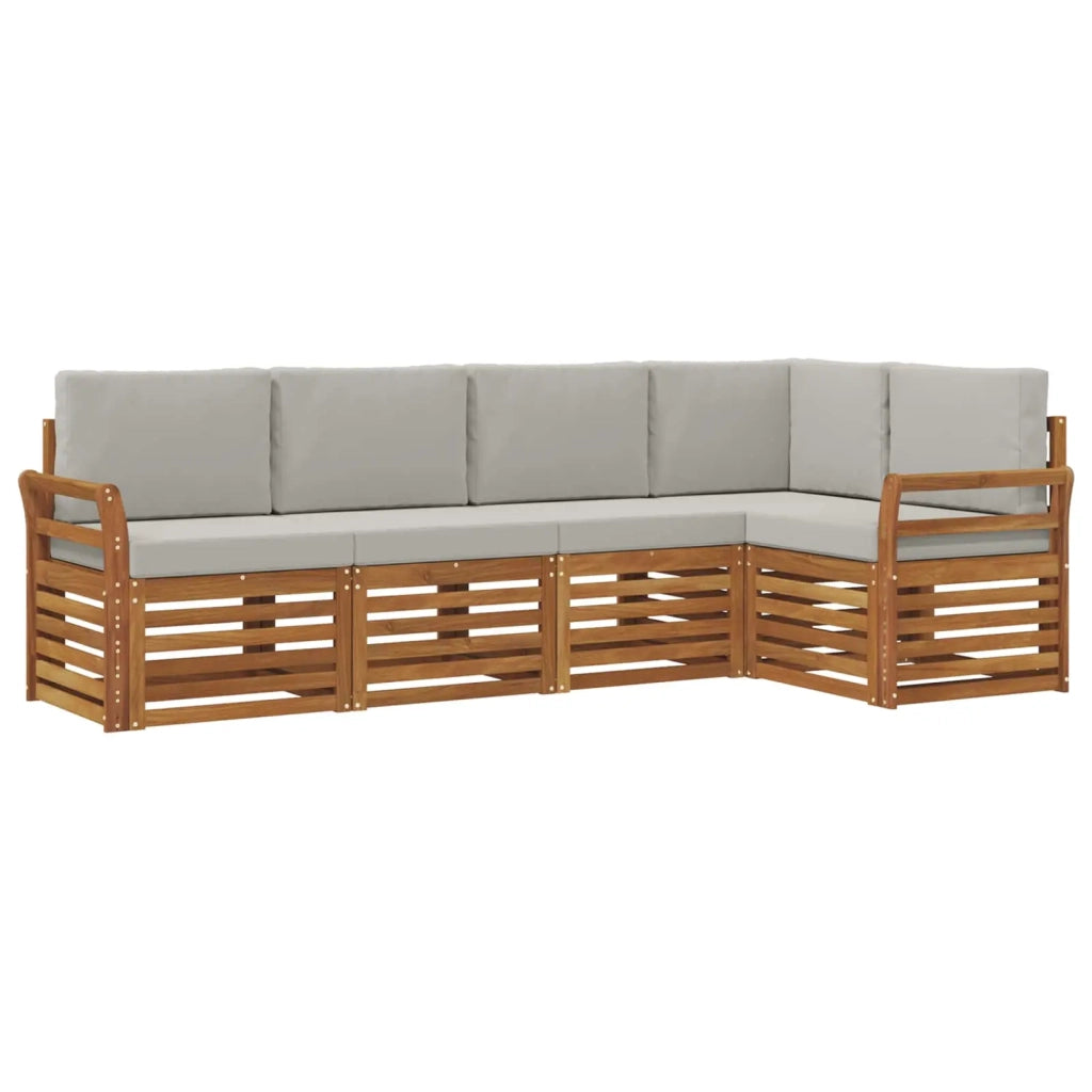 Set divano sezionale con cuscino 5 pcs Grigio Naturale e Chiaro 3374811
