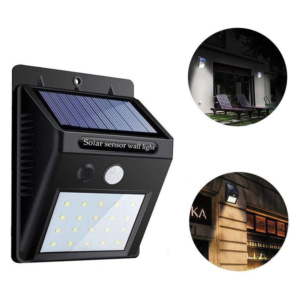 Trade Shop - 2 X Faro Solare Da Esterno Faretto Fotovoltaico + Sensore Lampada Led -