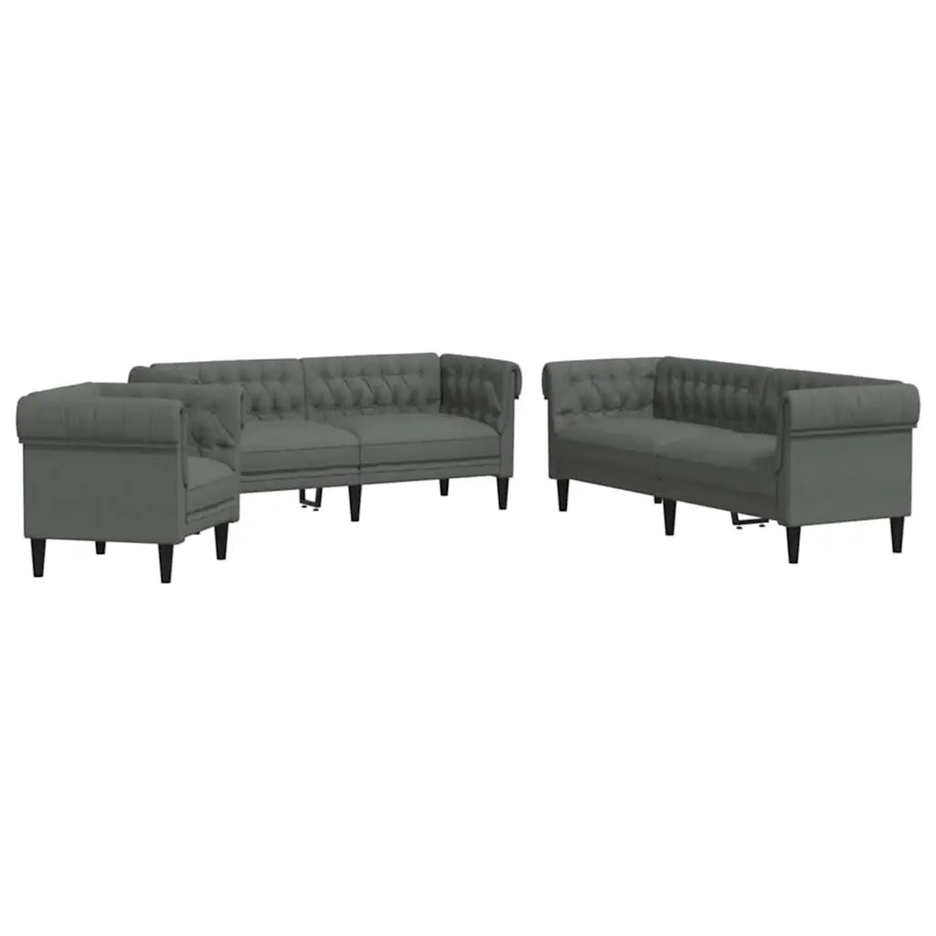 Set di divani 3 pcs Grigio scuro Tessuto