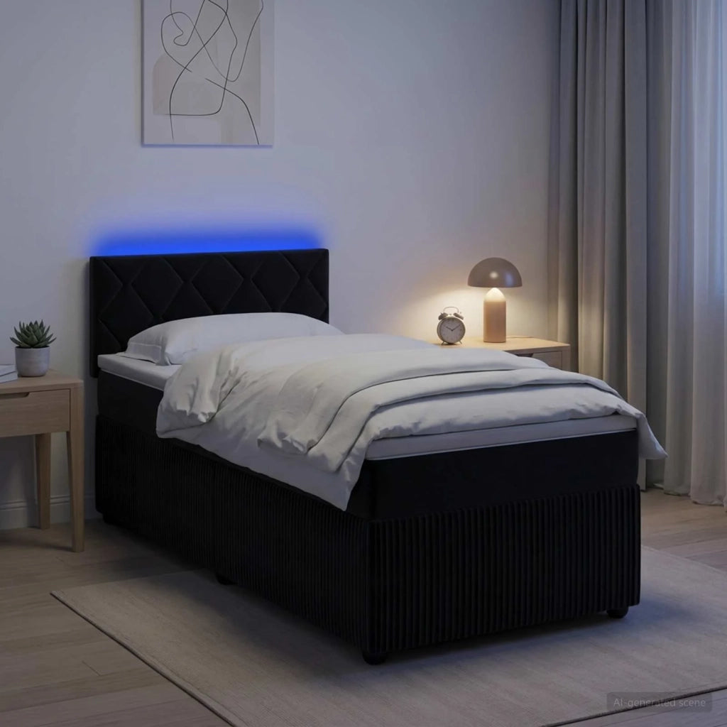 Letto box spring con materasso Nero 80 x 200 cm Velluto 3453037
