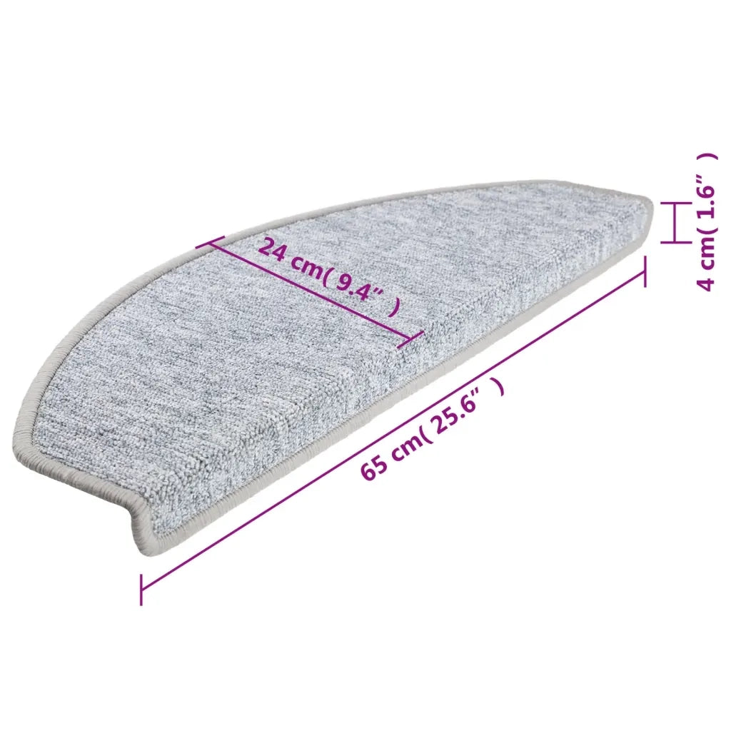 Tappetini per scale 10 pz 65x24x4 cm Grigio chiaro Semicircolari Grandi 149757