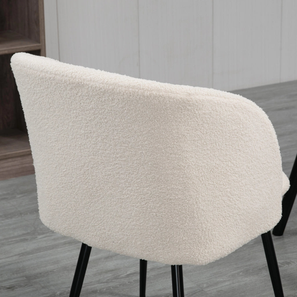 Set 2 Sedie da Pranzo Imbottite ¨C Xylo ¨C Tessuto Beige Crema, Gambe Metallo, Schienale Curvato