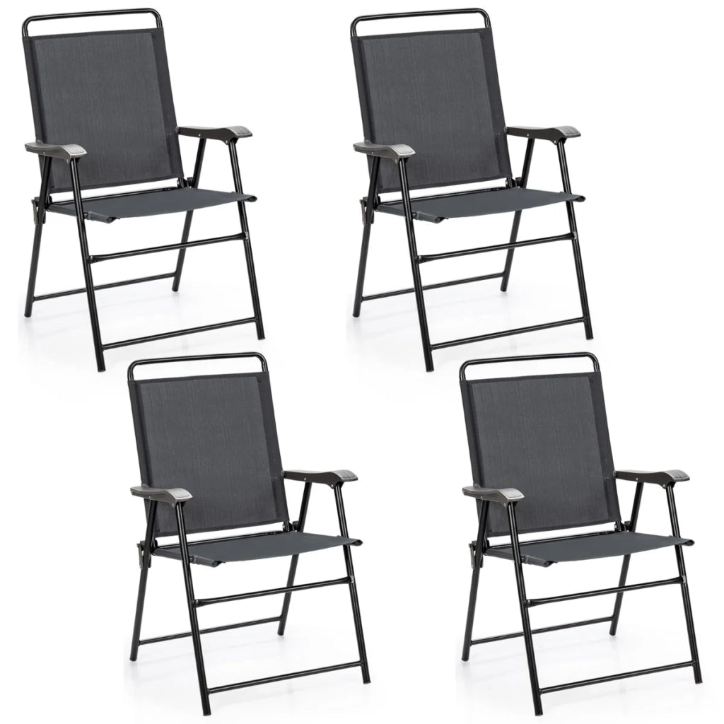 Set di 4 sedie da giardino pieghevoli 59 x 63 x 92 cm comode e leggere stile moderno metallo grigio 20_0020883