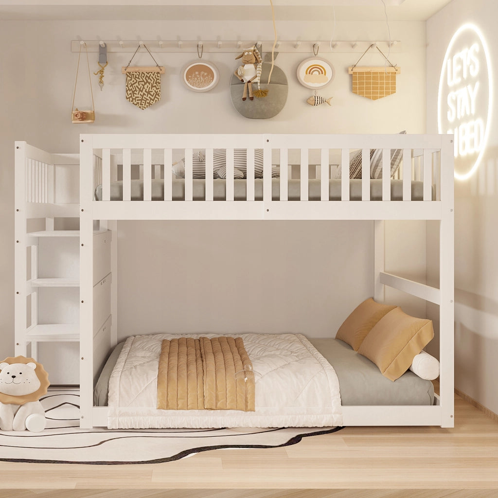 Letto a castello 140x200 bianco con contenitore - Xylo