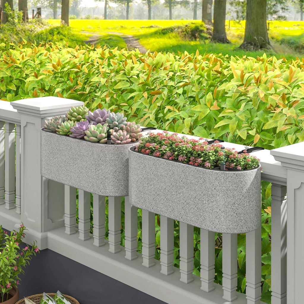 Set 2 Pezzi Vasi da Fiori Sospesi ¨C zephmum ¨C Grigio Chiaro 42x16x15 cm