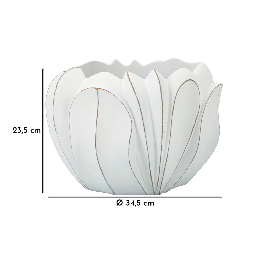 Vaso Decorativo VKH667, Bianco, Poliresina, 34,5x34,5x23,5 cm