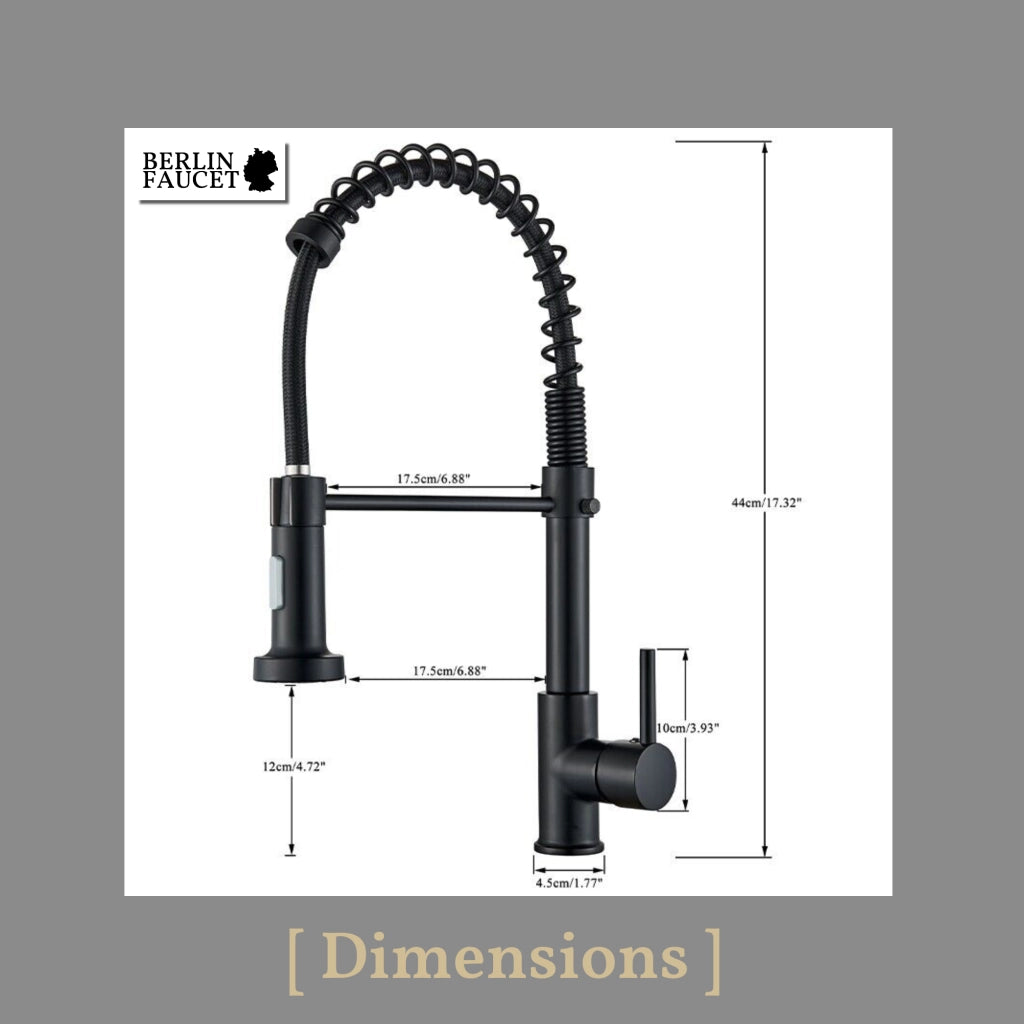 Bernd | Rubinetto Flessibile Catering Black Gold |da cucina in acciaio inossidabile|miscelatore può essere ruotato  360 gradi Alta pressione 2 porte