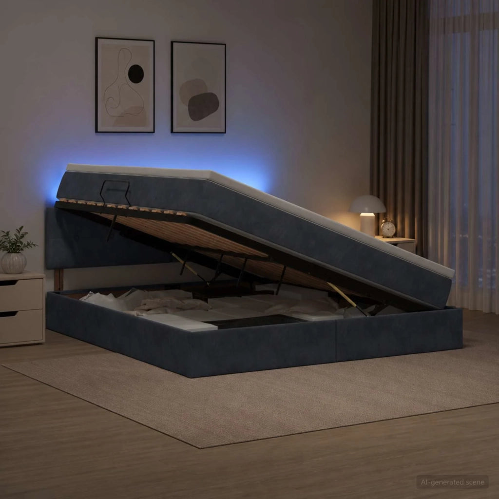 Letto con contenitore LED e materasso Grigio Scuro 140 x 190 cm 3459247