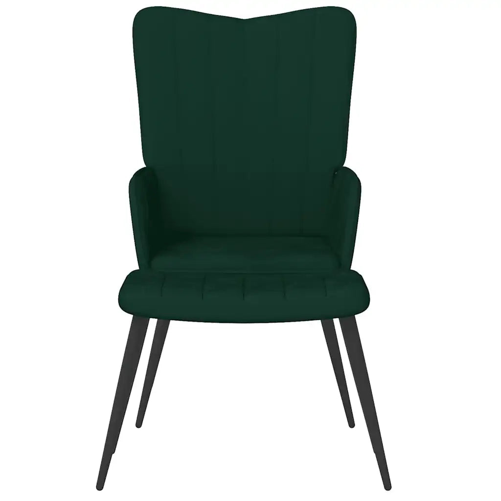 Poltrona Relax | Sedia Relax con Sgabello Verde Scuro in Velluto