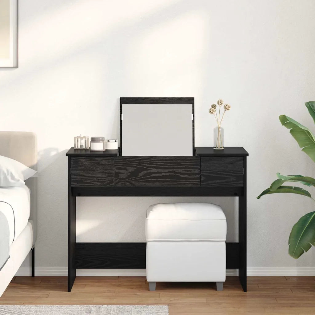 Tavolo per Cosmetici con cassetto Rovere Nero 100 x 45 x 76 cm 871671