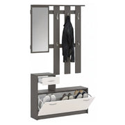 Mobile da ingresso Dazio, Entratina moderna con specchio, Mobile con scarpiera, Armadietto multifunzione, 100x25h180 cm, Bianco e Antracite