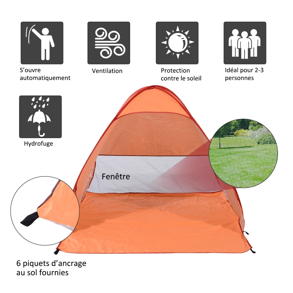 Tenda da spiaggia pop up pieghevole ¨C zephmum ¨C arancione 200x150x100