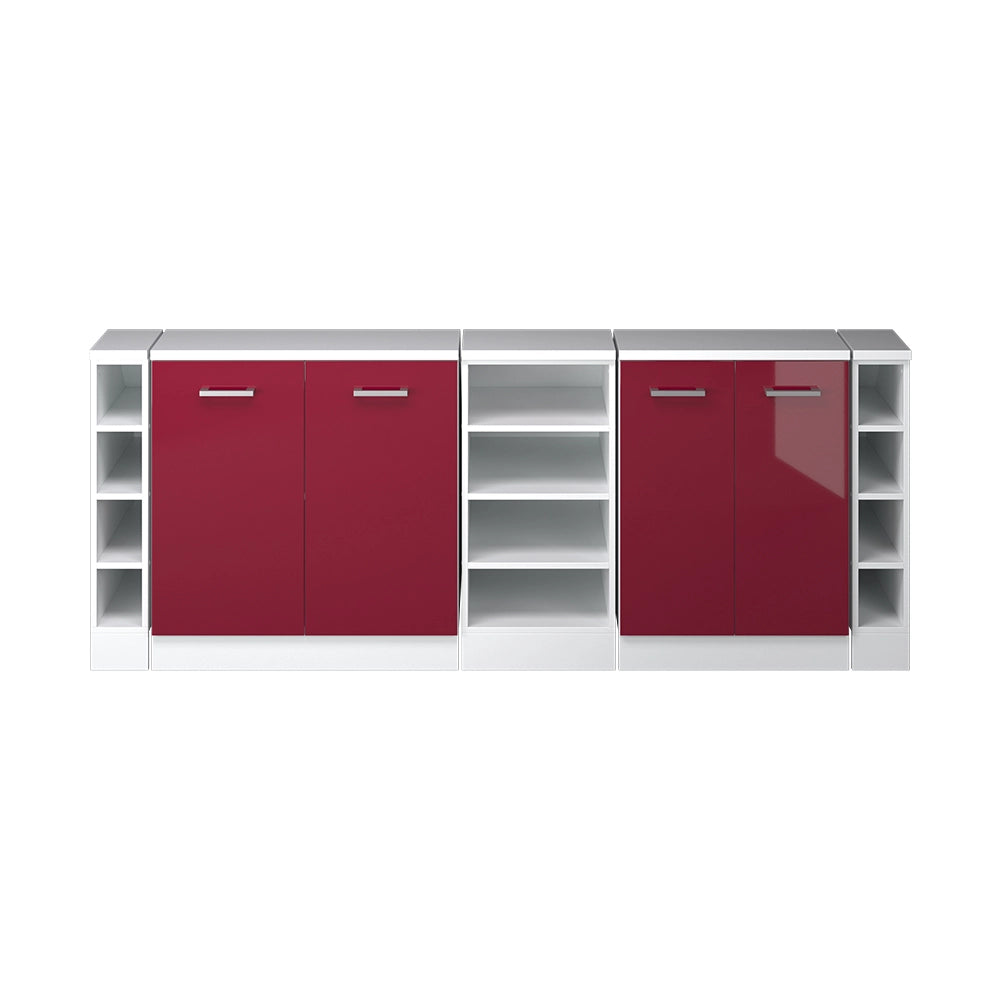 Set di mobili sottotetto Rion Rosso lucido/Bianco 210 cm Set di 5 carcasse armadio profondità 60 cm Vicco