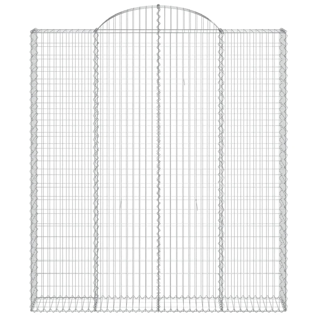 Cestini gabbioni recinzione a gabbia muro di contenimento ad arco 3 pezzi 200 x 30 x 220/240 cm ferro zincato argento 02_0040736