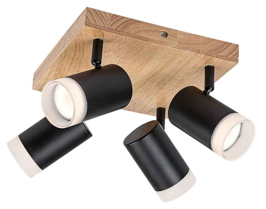 Spot plafoniera orientabile Toras rovere/nero 4xGU10 Rabalux