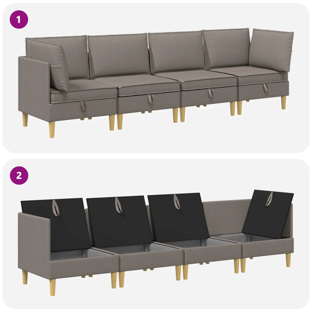 Set di divani modulari con spazio di archiviazione 4 pcs