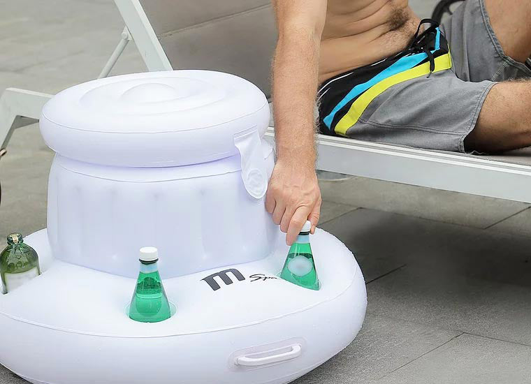 Porta Bevande con Porta Ghiaccio Gonfiabile Ø64x50 cm Bianco