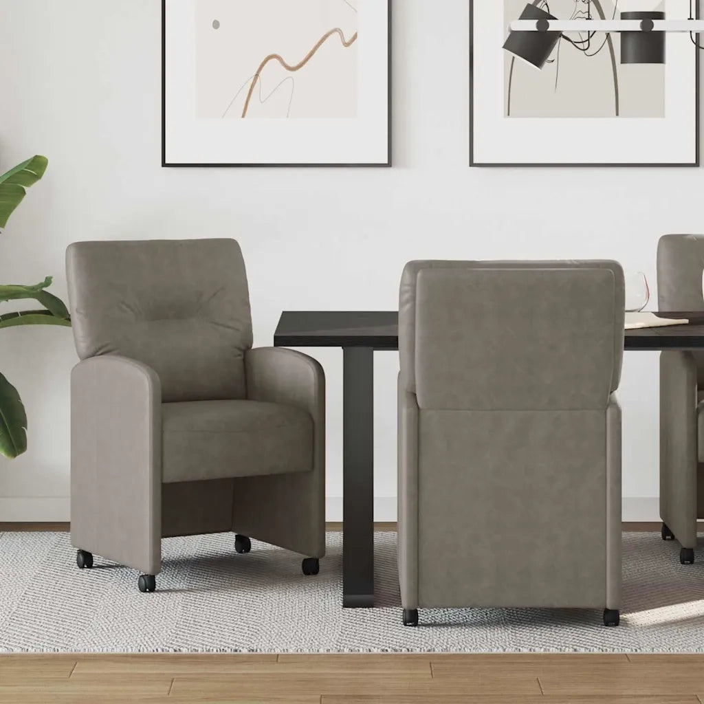 Sedie da Pranzo con Ruote 2 pcs Grigio 57 x 67 x 95 cm