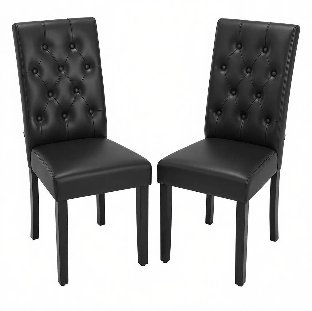 Sedia da pranzo nera 49 x 99 x 42 cm in similpelle e legno, set da 2