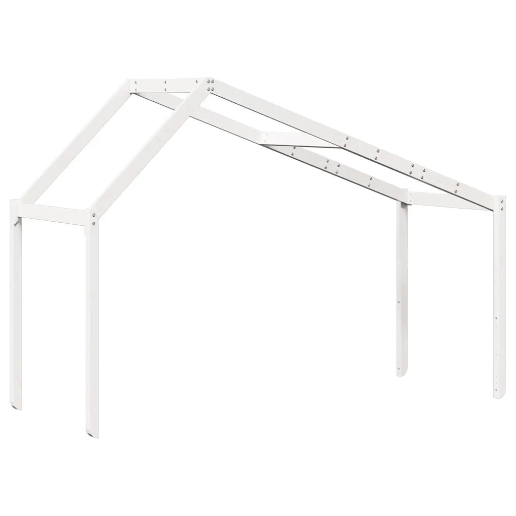 Tetto Letto Bambini Bianco 203x95,5x142 cm Legno Massello Pino